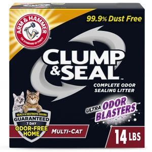 ARM & HAMMER Clump & Seal Cat Clumping Litter Multi-Cat Odor Sealing 99.9% Dust Free 14lb ARM & HAMMER Clump & Seal Cat Clumping Litter Multi-Cat Odor Sealing 99.9% Dust Free 14lb