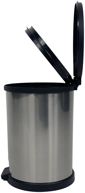 Mainstays 1.5 Gallon Small Plastic Bathroom Step Trash Can with Lid, Silver Mainstays 1.5 Gallon Small Plastic Bathroom Step Trash Can with Lid, Silver