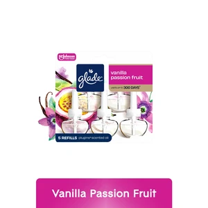 Glade PlugIns Scented Oil Refills, Vanilla Passion Fruit, 5 Count, 3.35 fl oz Glade PlugIns Scented Oil Refills, Vanilla Passion Fruit, 5 Count, 3.35 fl oz