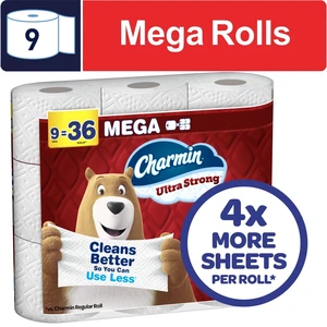Charmin Ultra Strong Toilet Paper, 9 Mega Rolls (220 Sheets per Roll) Charmin Ultra Strong Toilet Paper, 9 Mega Rolls (220 Sheets per Roll)