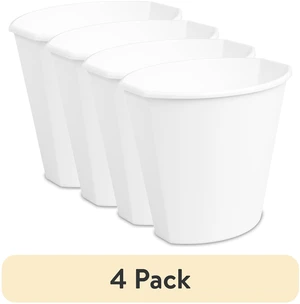 Sterilite Small Bathroom Trash Can 2.5 Gallon Plastic Garbage Bucket Bin No Lid White (4 Pack) Sterilite Small Bathroom Trash Can 2.5 Gallon Plastic Garbage Bucket Bin No Lid White (4 Pack)