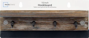 Mainstays 10Inch Wooden Hookboard with Shelf, 4 Metal Hooks, and Mounting Hardware, Antique Grey Mainstays 10Inch Wooden Hookboard with Shelf, 4 Metal Hooks, and Mounting Hardware, Antique Grey