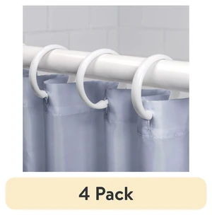 Mainstays White Plastic O-Shaped Shower Curtain Ring Hooks 12 Count 4-Pack Mainstays White Plastic O-Shaped Shower Curtain Ring Hooks 12 Count 4-Pack