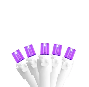 50 Purple LED Wide Angle Christmas Lights on White Wire 50 Purple LED Wide Angle Christmas Lights on White Wire