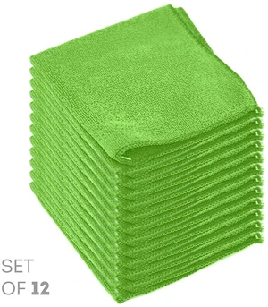 Etienne Alair Super Soft Microfiber Cleaning Cloths 12x12Inches, Set of 12, Green Etienne Alair Super Soft Microfiber Cleaning Cloths 12x12Inches, Set of 12, Green