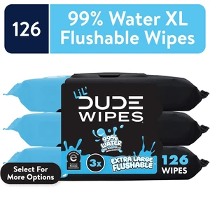 LiL' DUDE Extra Large Flushable Wipes, Fragrance Free, 126 Count, 3 Pack LiL' DUDE Extra Large Flushable Wipes, Fragrance Free, 126 Count, 3 Pack