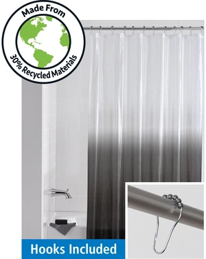 Mainstays Waterproof Recycled PEVA Shower Curtain Set with 12 Hooks, 70x72 in Mainstays Waterproof Recycled PEVA Shower Curtain Set with 12 Hooks, 70x72 in