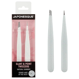 Japonesque Slanted & Pointed Tip Tweezers, Stainless Steel, Natural Shimmer Japonesque Slanted & Pointed Tip Tweezers, Stainless Steel, Natural Shimmer
