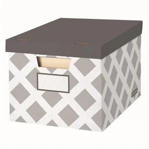 Bankers Box 3-Count Decorative Letter/Legal File Box, Grey, Diamond Design with Grey Lid Bankers Box 3-Count Decorative Letter/Legal File Box, Grey, Diamond Design with Grey Lid
