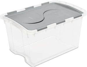 Sterilite 48 Quart Medium Storage Bin With Hinge Lid, Clear Plastic, Gray Sterilite 48 Quart Medium Storage Bin With Hinge Lid, Clear Plastic, Gray