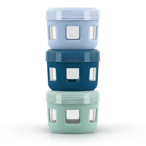 Ello Duraglass 4 oz Set of 3 Reusable Glass Condiment Containers with Leak Proof Plastic Lid Ello Duraglass 4 oz Set of 3 Reusable Glass Condiment Containers with Leak Proof Plastic Lid