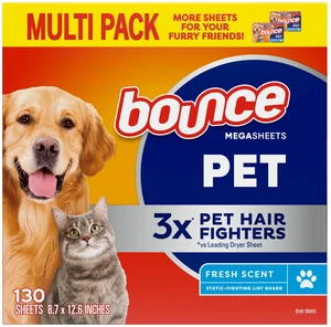 Bounce Mega Dryer Sheets, Pet Hair & Lint Guard, 130 Count Bounce Mega Dryer Sheets, Pet Hair & Lint Guard, 130 Count