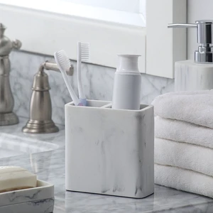 Better Homes & Gardens Faux Marble Toothbrush Holder, White Better Homes & Gardens Faux Marble Toothbrush Holder, White