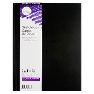 Daler-Rowney Simply... Sketchbook, 8.5" x 11", 110 Sheets, 100gsm, Hardcover, Black, Soft White Pages Daler-Rowney Simply... Sketchbook, 8.5" x 11", 110 Sheets, 100gsm, Hardcover, Black, Soft White Pages