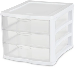 Sterilite 3-Drawer Unit Countertop Organizer, Clear Storage for Desks and Shelves, White Sterilite 3-Drawer Unit Countertop Organizer, Clear Storage for Desks and Shelves, White