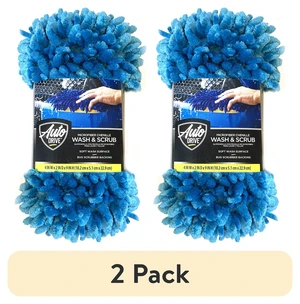 Auto Drive Microfiber Car Wash Sponge with Chenille Pile and Scrubber Back, Blue, 2 Pack Auto Drive Microfiber Car Wash Sponge with Chenille Pile and Scrubber Back, Blue, 2 Pack