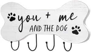 Mainstays Indoor Pet Wall Plaque with 4 Hooks, White Farmhouse Bone Sign, 7.75in x 15.75in Mainstays Indoor Pet Wall Plaque with 4 Hooks, White Farmhouse Bone Sign, 7.75in x 15.75in