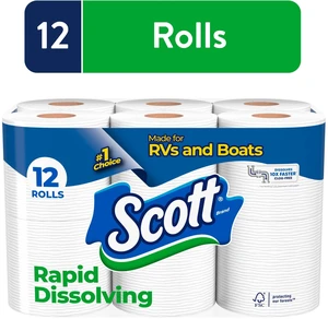 Scott Rapid-Dissolving Toilet Paper, 12 Double Rolls, for RVs & Boats Scott Rapid-Dissolving Toilet Paper, 12 Double Rolls, for RVs & Boats
