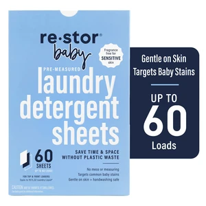 Restor Unscented Baby Laundry Detergent Sheets 60 Count Restor Unscented Baby Laundry Detergent Sheets 60 Count