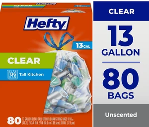 Hefty Clear Trash Bags, 13 Gallon, 80 Count Hefty Clear Trash Bags, 13 Gallon, 80 Count