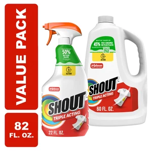 Shout Active Enzyme Laundry Stain Remover 22fl oz Trigger Spray 60fl oz Refill, Triple-Acting Formula Clings, Penetrates, and Lifts 100+ Types of Everyday Stains Shout Active Enzyme Laundry Stain Remover 22fl oz Trigger Spray 60fl oz Refill, Triple-Acting Formula Clings, Penetrates, and Lifts 100+ Types of Everyday Stains