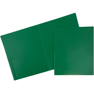 JAM Paper Heavy Duty Plastic 2 Pocket School Folders, Green, 3-Pack JAM Paper Heavy Duty Plastic 2 Pocket School Folders, Green, 3-Pack