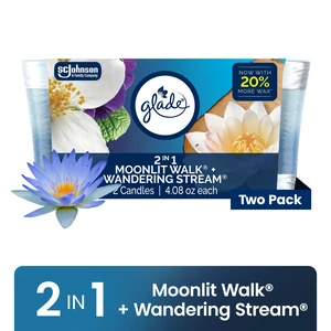 Glade 2in1 Single Wick Candles, Moonlit Walk + Wandering Stream, 8.16 oz, 2 Count Glade 2in1 Single Wick Candles, Moonlit Walk + Wandering Stream, 8.16 oz, 2 Count