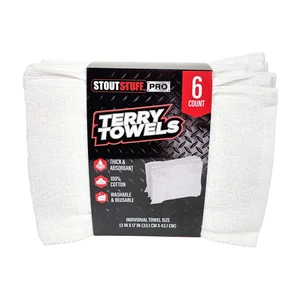 Stout Stuff Cotton Terry Cleaning Towels, 6 Pack Stout Stuff Cotton Terry Cleaning Towels, 6 Pack