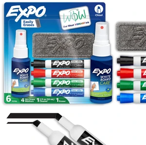 EXPO Low Odor Dry Erase Marker Starter Set, Chisel Tip, Assorted Colors, 6-Piece Kit EXPO Low Odor Dry Erase Marker Starter Set, Chisel Tip, Assorted Colors, 6-Piece Kit