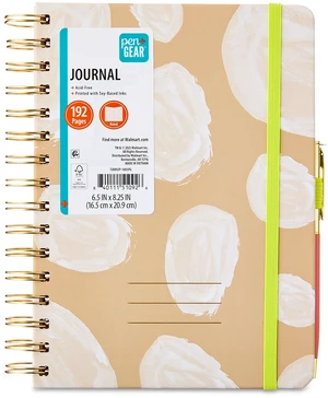 Pen + Gear Twin Wire Bound Journal, 192 Lined Pages, Paper Hard Cover, 6.5in x 1in x 8.25in, Khaki, Pen Included Pen + Gear Twin Wire Bound Journal, 192 Lined Pages, Paper Hard Cover, 6.5in x 1in x 8.25in, Khaki, Pen Included