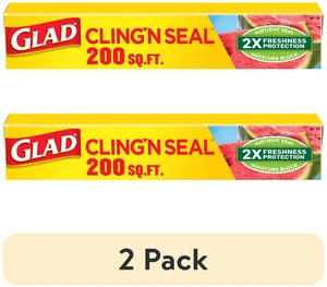 Glad Cling'N Seal Food Wrap, 2 Pack, 200 sq ft Roll Glad Cling'N Seal Food Wrap, 2 Pack, 200 sq ft Roll