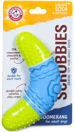 Arm & Hammer Scrubbies Boomerang Large Adult Dental Durable Dog Chew Toy Arm & Hammer Scrubbies Boomerang Large Adult Dental Durable Dog Chew Toy