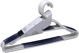 Mainstays Non-Slip Plastic Swivel Neck Clothing Hangers, 5 Count, White & Blue, Adult Mainstays Non-Slip Plastic Swivel Neck Clothing Hangers, 5 Count, White & Blue, Adult