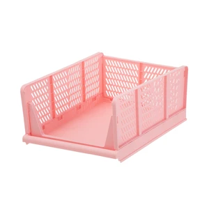 Your Zone Kids Collapsible Stacking Plastic Storage Bin, Pink, 13in x 17in x 1.3in Your Zone Kids Collapsible Stacking Plastic Storage Bin, Pink, 13in x 17in x 1.3in