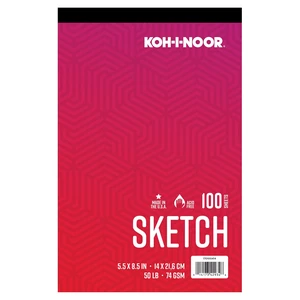 Kohinoor Sketch Paper Pad 5.5" x 8.5" 50lb/74GSM 100 Sheets Bright White Acid & Lignin Free Kohinoor Sketch Paper Pad 5.5" x 8.5" 50lb/74GSM 100 Sheets Bright White Acid & Lignin Free