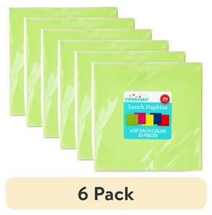 6 Pack 20 Count 6.5in x 6.5in Way To Celebrate Disposable Paper Napkins, Multicolor 6 Pack 20 Count 6.5in x 6.5in Way To Celebrate Disposable Paper Napkins, Multicolor