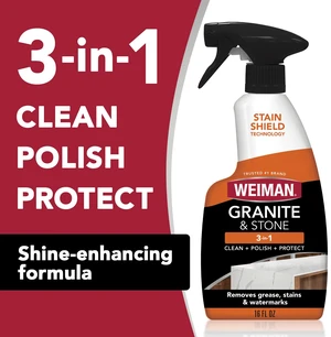 Weiman Granite & Stone 3-in-1 Cleaner, Polish & Protect for Countertops, 16 fl oz Weiman Granite & Stone 3-in-1 Cleaner, Polish & Protect for Countertops, 16 fl oz