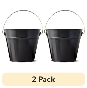 2-Pack Black Tin Pail with Handle, 5-Inch, by Way To Celebrate Party Favors 2-Pack Black Tin Pail with Handle, 5-Inch, by Way To Celebrate Party Favors