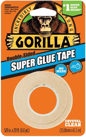 Gorilla Crystal Clear Double-Sided Super Glue Tape 20Ft Roll Gorilla Crystal Clear Double-Sided Super Glue Tape 20Ft Roll