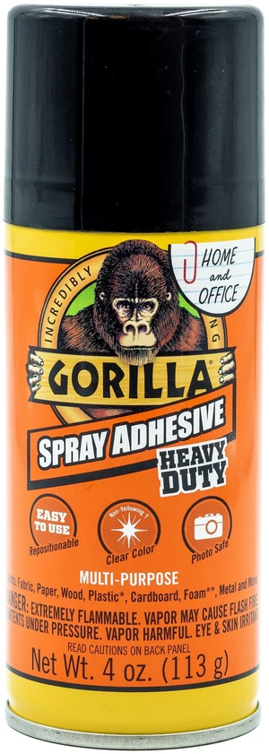 Gorilla Heavy Duty Clear Spray Adhesive, 4 oz Can Gorilla Heavy Duty Clear Spray Adhesive, 4 oz Can