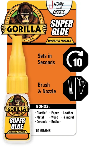 Gorilla Glue Clear Super Glue Brush & Nozzle Bottle, 10g Gorilla Glue Clear Super Glue Brush & Nozzle Bottle, 10g