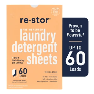Restor Stain-Fighting Laundry Detergent Sheets, Tropical Breeze, 60 Count Restor Stain-Fighting Laundry Detergent Sheets, Tropical Breeze, 60 Count