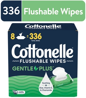 Cottonelle Gentle Plus Flushable Wet Wipes, 8 Flip-Top Packs Cottonelle Gentle Plus Flushable Wet Wipes, 8 Flip-Top Packs