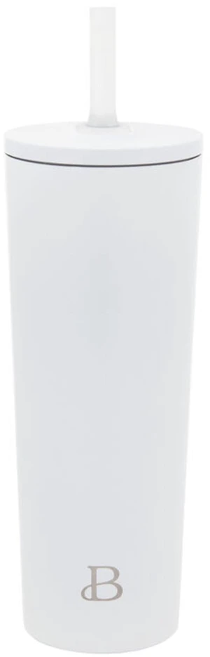 No Drippy Sippy 24oz Stainless Steel Tumbler with Straw, White No Drippy Sippy 24oz Stainless Steel Tumbler with Straw, White