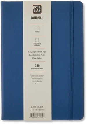 Pen+Gear Simulated Leather Journal, A5, 5.8in x 8.3in, Indigo, 240 Dotted Pages Pen+Gear Simulated Leather Journal, A5, 5.8in x 8.3in, Indigo, 240 Dotted Pages