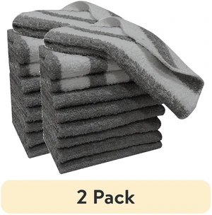 2-Pack Mainstays 9-Pack Solid/Stripe Kitchen Dishcloth Set, Gray 2-Pack Mainstays 9-Pack Solid/Stripe Kitchen Dishcloth Set, Gray