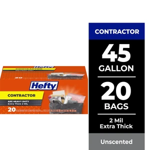 Hefty Heavy Duty Contractor Large Trash Bags, 45 Gallon, 20 Count Hefty Heavy Duty Contractor Large Trash Bags, 45 Gallon, 20 Count