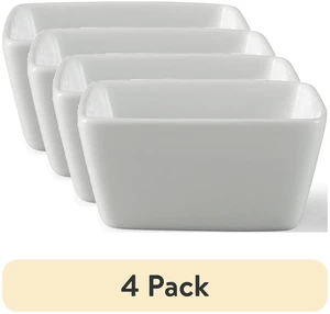 4-Pack Better Homes & Gardens White Porcelain Square Dipped Bowl, 6oz 4-Pack Better Homes & Gardens White Porcelain Square Dipped Bowl, 6oz
