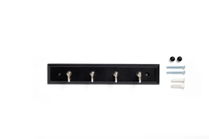 Mainstays Black 8.75in Key Rail with 4 Satin Nickel Hooks, 2lb Capacity, for Keys Mail and Leashes, 1 Pack Mainstays Black 8.75in Key Rail with 4 Satin Nickel Hooks, 2lb Capacity, for Keys Mail and Leashes, 1 Pack