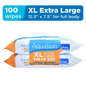 Aquation XL Cleansing & Soothing Body Cloths Wipes with Vitamin E, 50 Count, 2 Pack Aquation XL Cleansing & Soothing Body Cloths Wipes with Vitamin E, 50 Count, 2 Pack